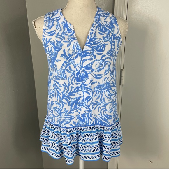 Lilly Pulitzer || On a Roll Engineered Lobster Gramercy Blouse Size XXS - Picture 1 of 7